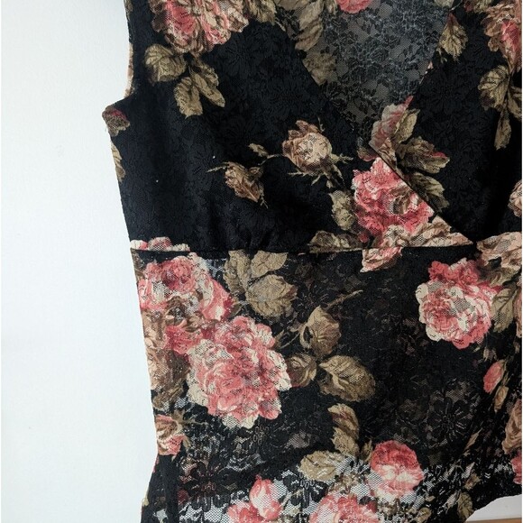 Rave Y2K Lace Vintage Crop Floral Top Size XL - Picture 2 of 7